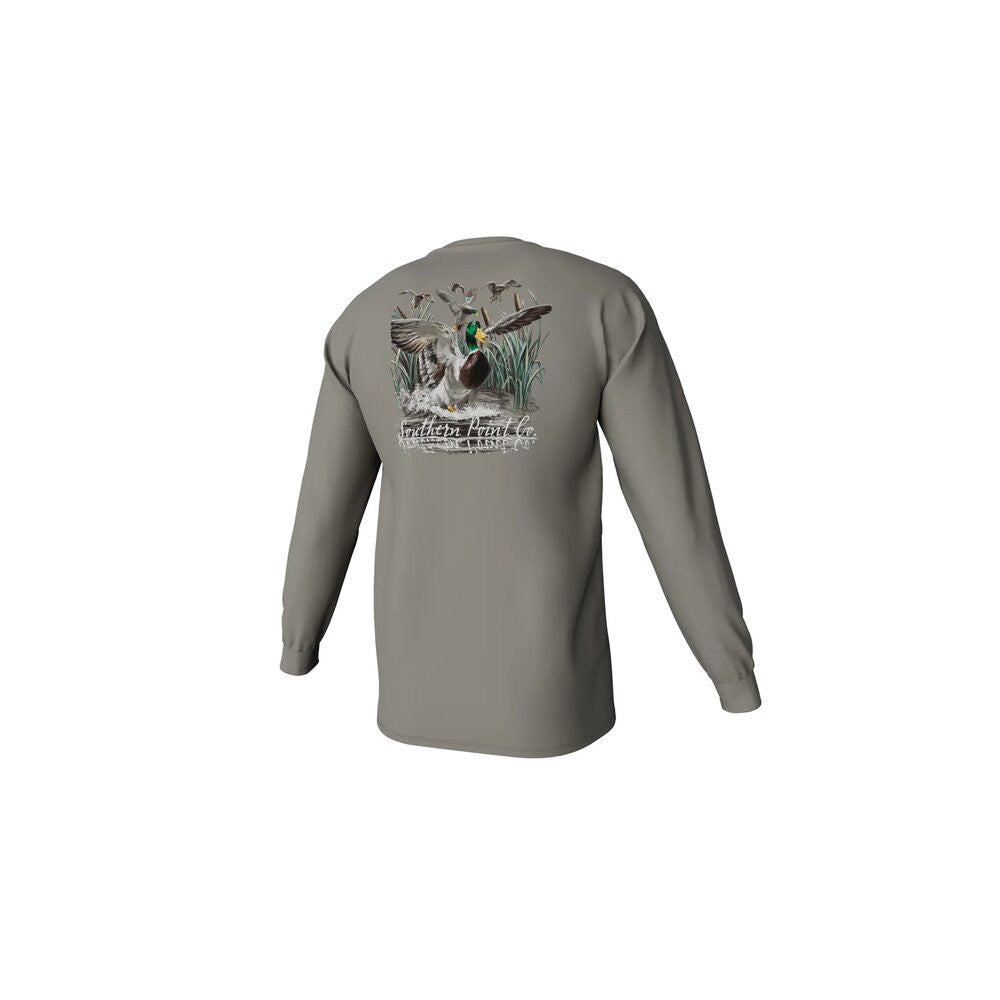 Southern Point Men's Cupped Ducks Long Sleeve Pocket Tee - Laurel Oak