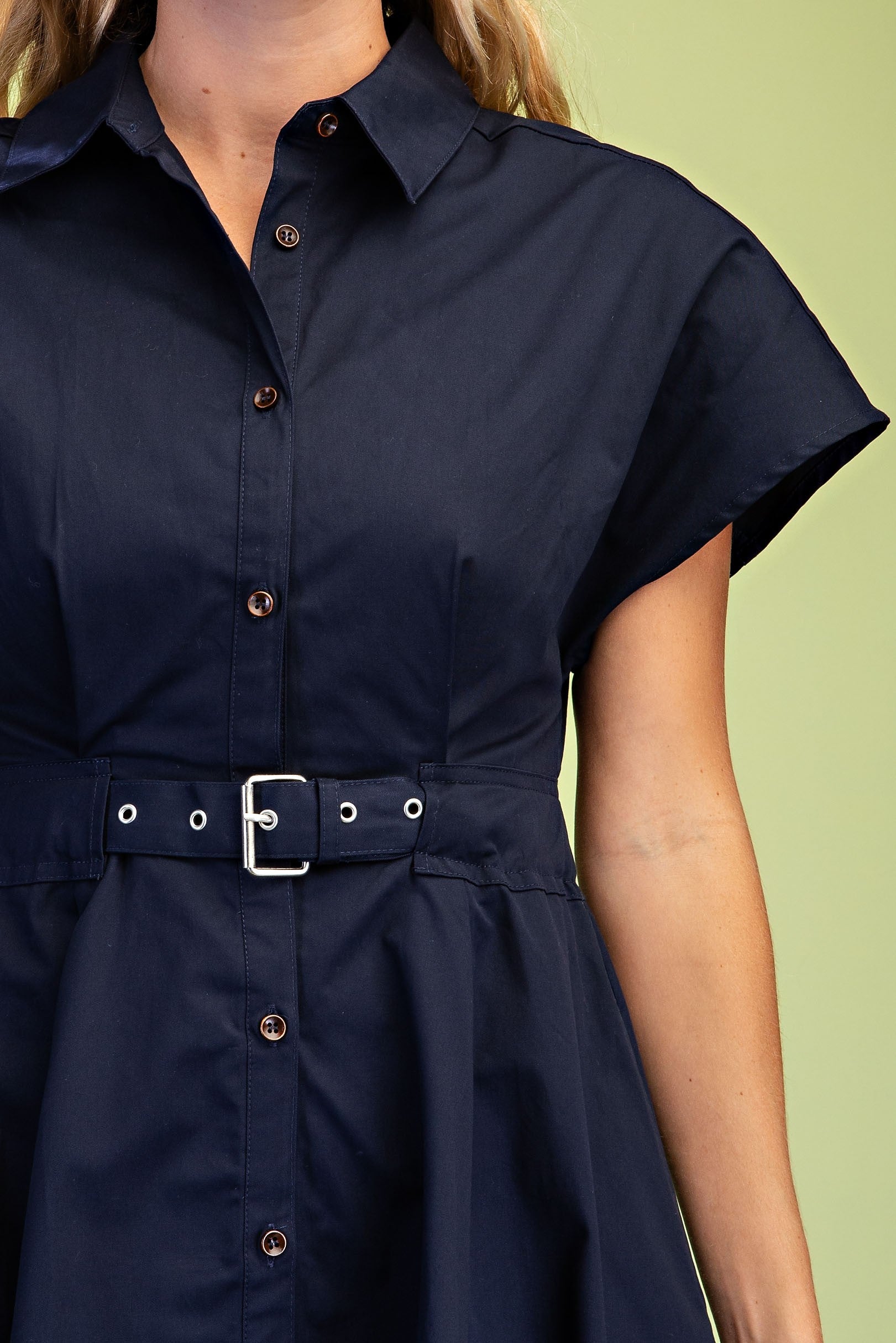 GiGiO Women's Belted Midi Trench Dress - Navy
