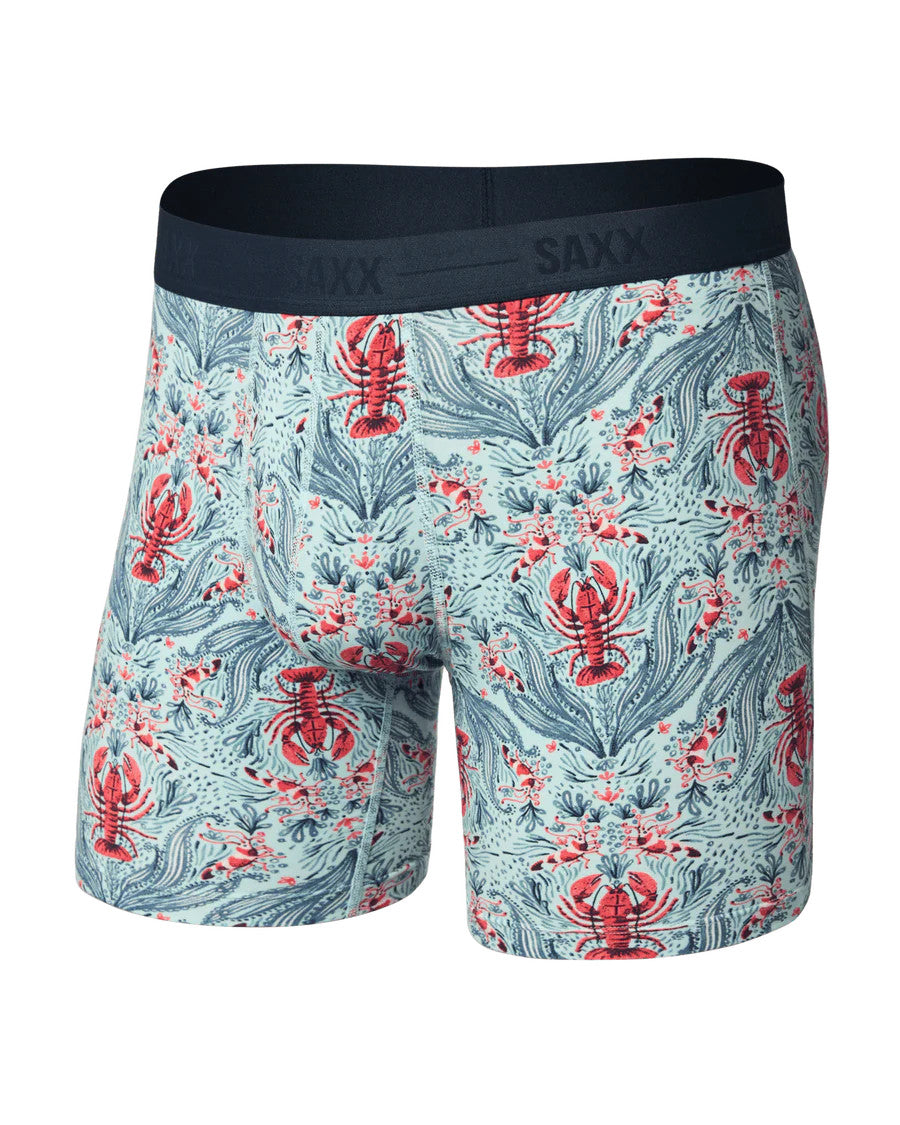 Saxx Men's Smooth Luxe Micro Modal Boxer Brief - Lobster Flourish-Mint