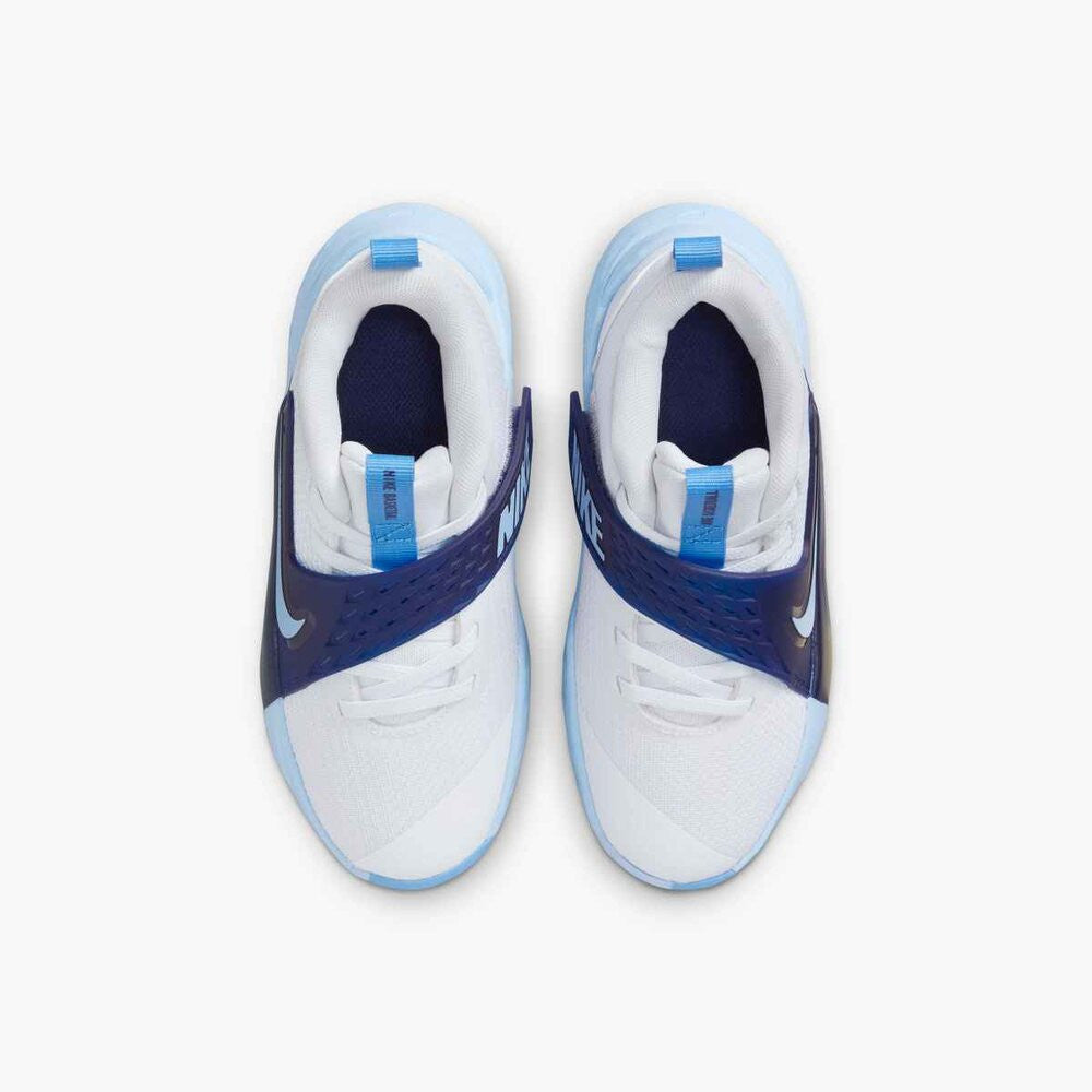 Nike Team Hustle D 12 Kids' Basketball Shoes - White/University Blue/Psychic Blue