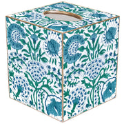 Marye-Kelley Blue Floral Block Print Tissue Box Cover