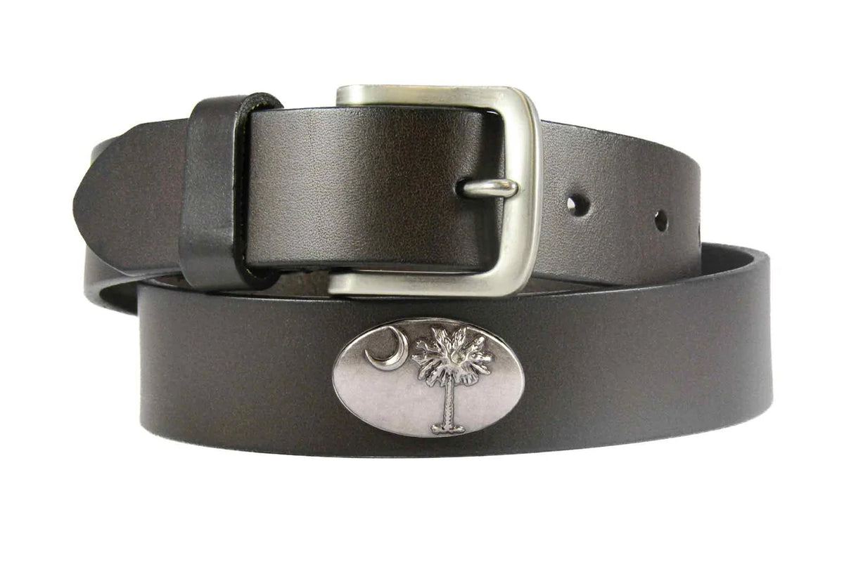 Zep-Pro Men's South Carolina Palmetto Men's Brown Leather Concho Belt