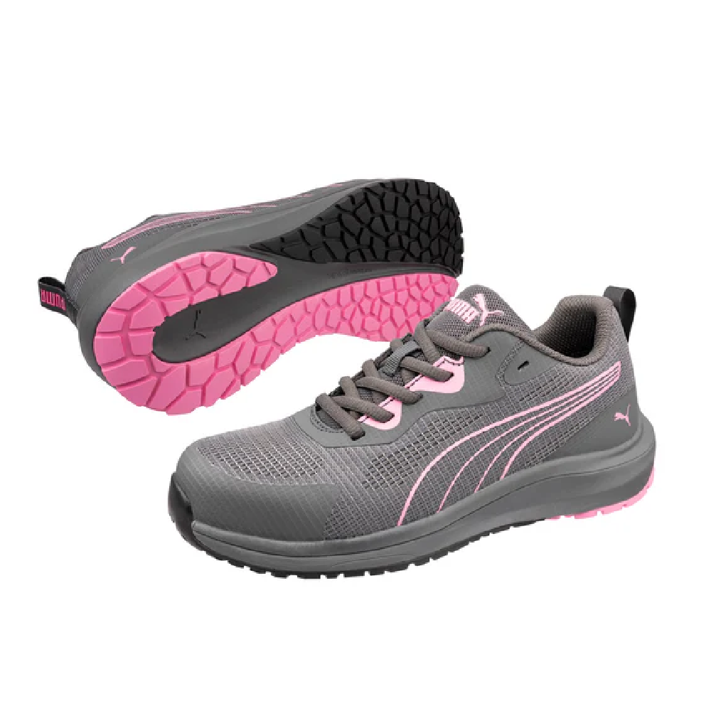 PUMA Safety Women's Celerity Knit 2.0 Low Steel Toe Work Shoe - Grey/Pink