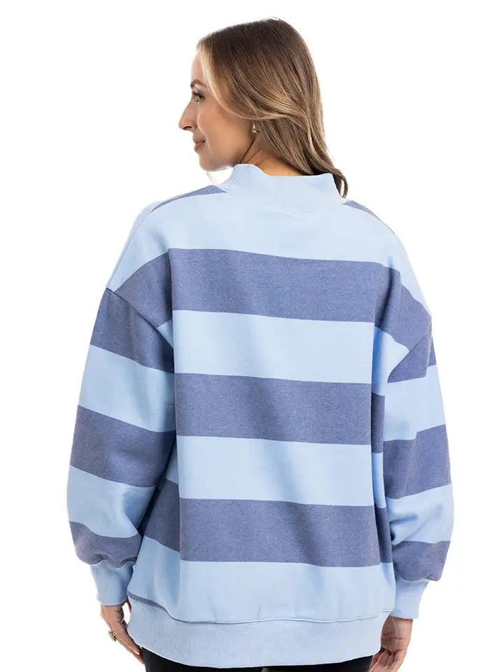 Katydid Women's Striped Mockneck Sweatshirt