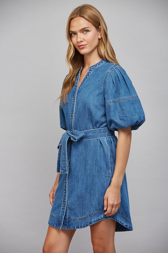 Fate Women's Button-Down Washed Denim Dress