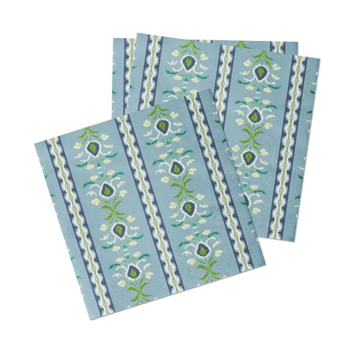 Laura Park Rosemary Stripe French Blue Cocktail Napkins