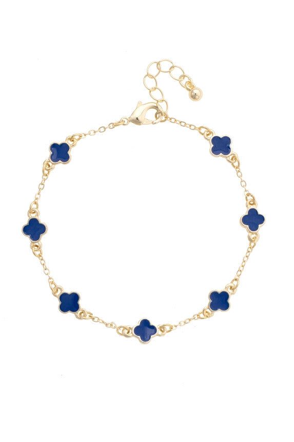 Canvas Margaret Dainty Clover Bracelet - Navy