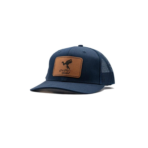 East Coast Waterfowl Youth Leather Woodie Patch Hat - Navy