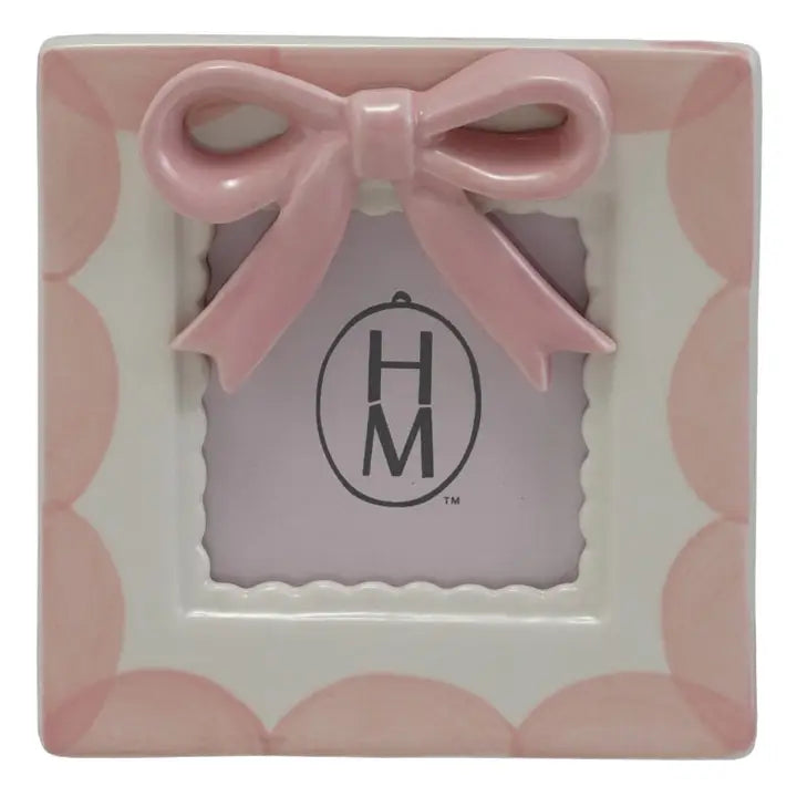 Hazel Mazel Pink & White Stoneware Photo Frame