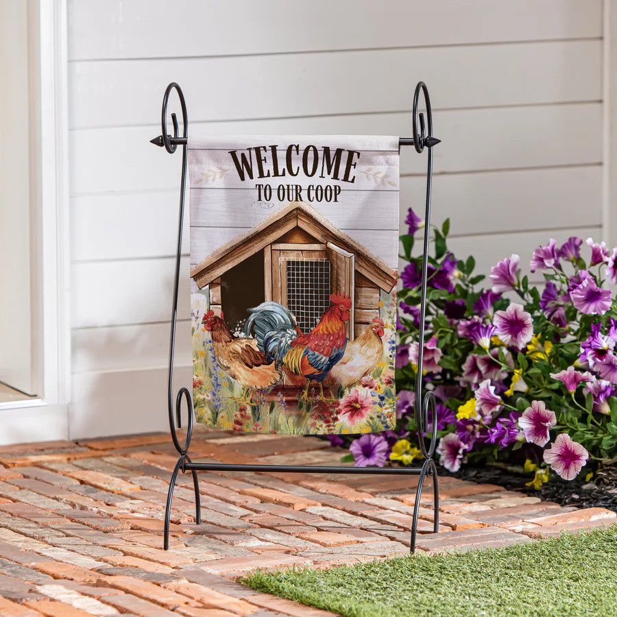 Evergreen Petal & Plow Coop Suede Garden Flag