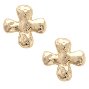 Canvas Camila Hammered Cross Stud Earrings - Shiny Gold