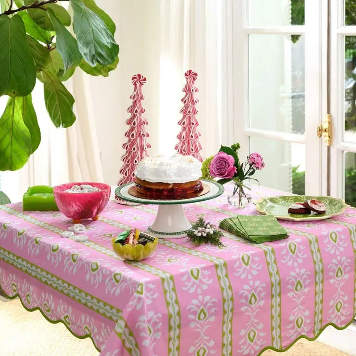 Laura Park Rosemary Stripe Pink Square Game Tablecloth