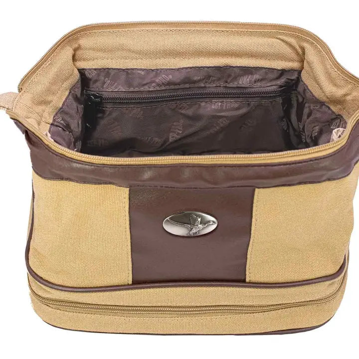 Zep-Pro Men’s Mallard Khaki Canvas Toiletry Dopp Bag