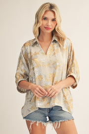 Jodifl Women's Dolman Sleeves Metallic Top - Pearl