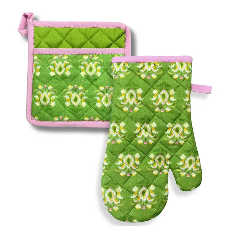 Laura Park Rosemary Meadow Oven Mitt and Pot Holder Set