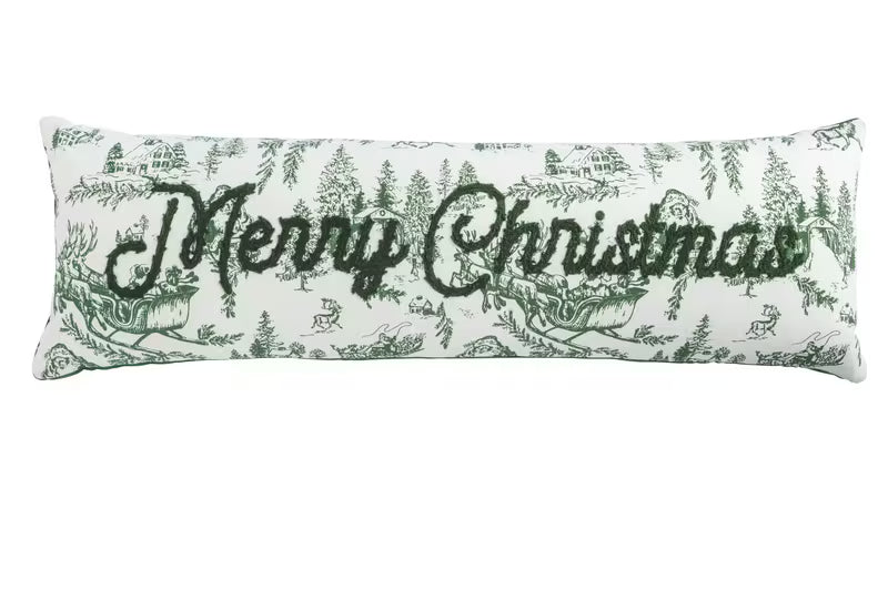 Mud Pie Merry Christmas Toile Long Pillow