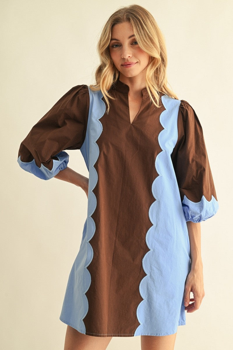 Jodifl Women's Brown Embroidered Shift Dress