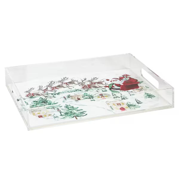 Mud Pie Santa Scene Acrylic Tray
