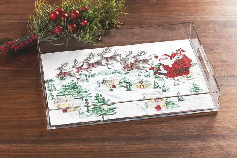 Mud Pie Santa Scene Acrylic Tray