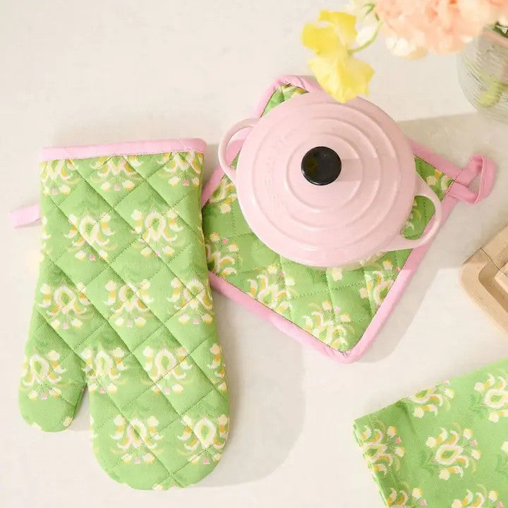 Laura Park Rosemary Meadow Oven Mitt and Pot Holder Set