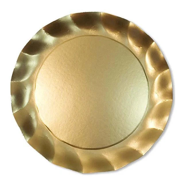 Sophistiplate Satin Gold Wavy Paper Charger - 8pk