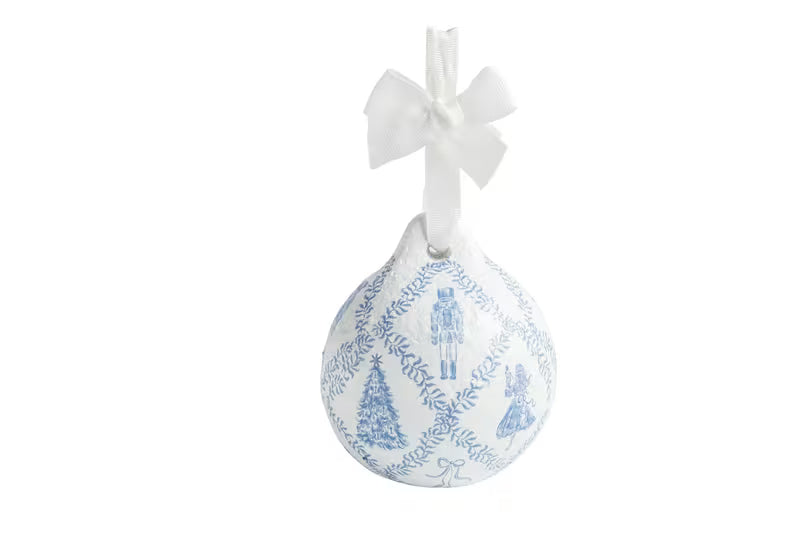 Mud Pie Blue Lattice Nutcracker Paper-Mache Ornament