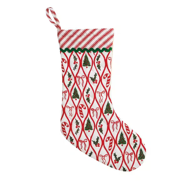 Mud Pie Bow Block Print Stocking