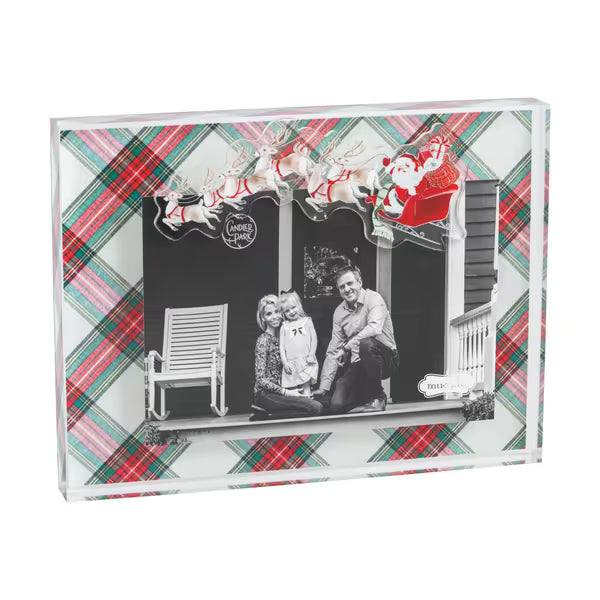 Mud Pie Santa Sleigh Tartan Magnet Frame