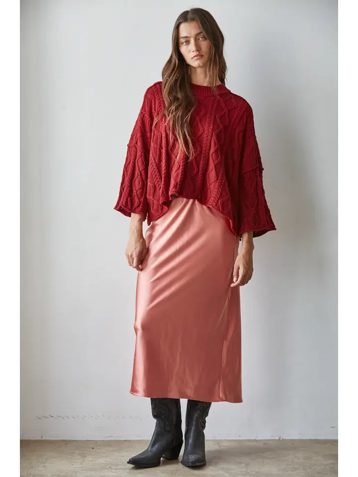 By Together Women's 3/4 Sleeve Cable Sweater