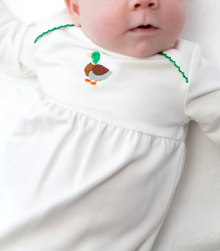 Goosies Infant Pip Embroidered Gown - Mallard