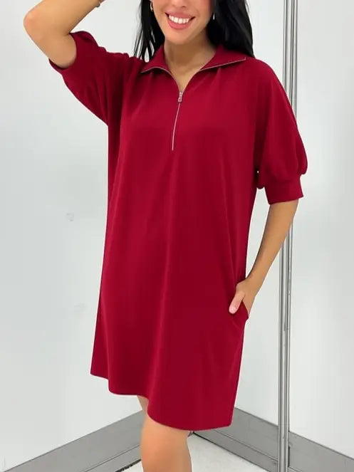 Carole Christian Clothing Women's Scuba Modal 1/4 Zip Midi Dress