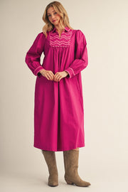 Jodifl Women's Magenta Solid Midi Dress