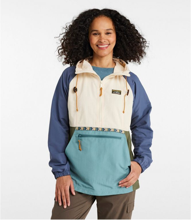 L.L. Bean Women's Mountain Classic Anorak - Natural/Mineral Blue