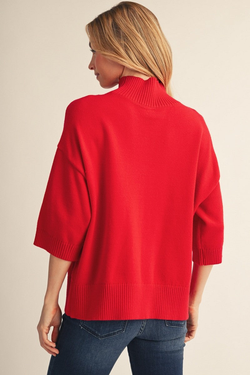 Jodifl Women's Comfy Turtle Neck Sweater - Red