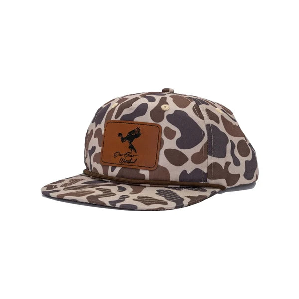 East Coast Waterfowl Leather Woodie Patch Hat - Old School Camo Rope