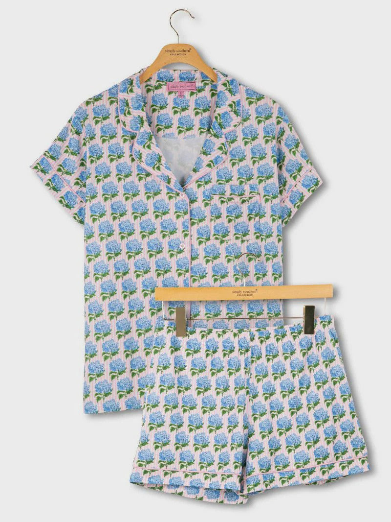 Simply Southern Women's Button PJ Set - Hydrangea