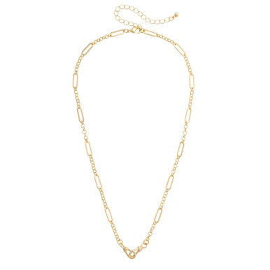 Canvas Khaki Chain Necklace - Shiny Gold