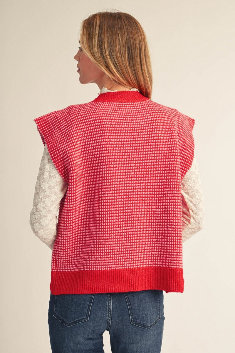 Jodifl Women's Red Button Down Sweater Vest