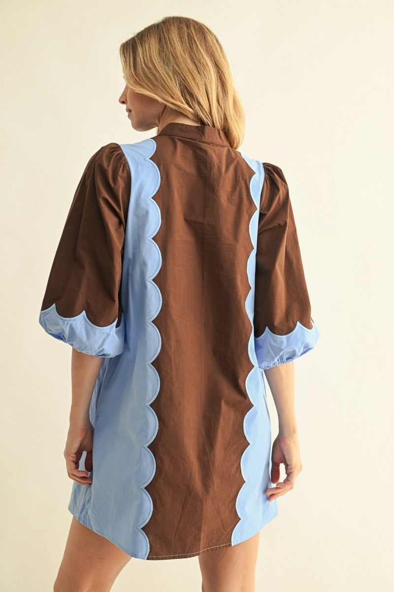 Jodifl Women's Brown Embroidered Shift Dress