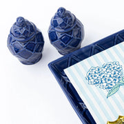 8 Oak Lane Navy Textured Jar Salt & Pepper Shaker Boxed Set