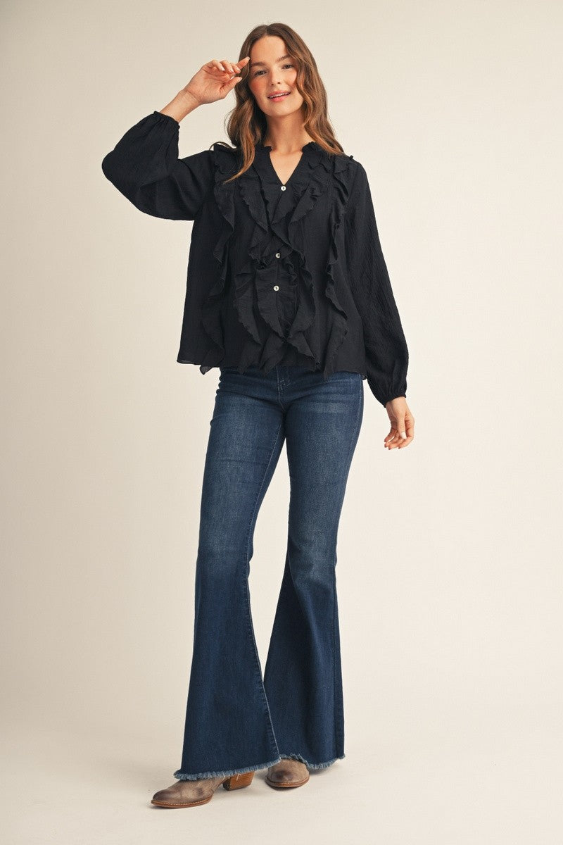 Jodifl Women's Black Crinkle Blouse