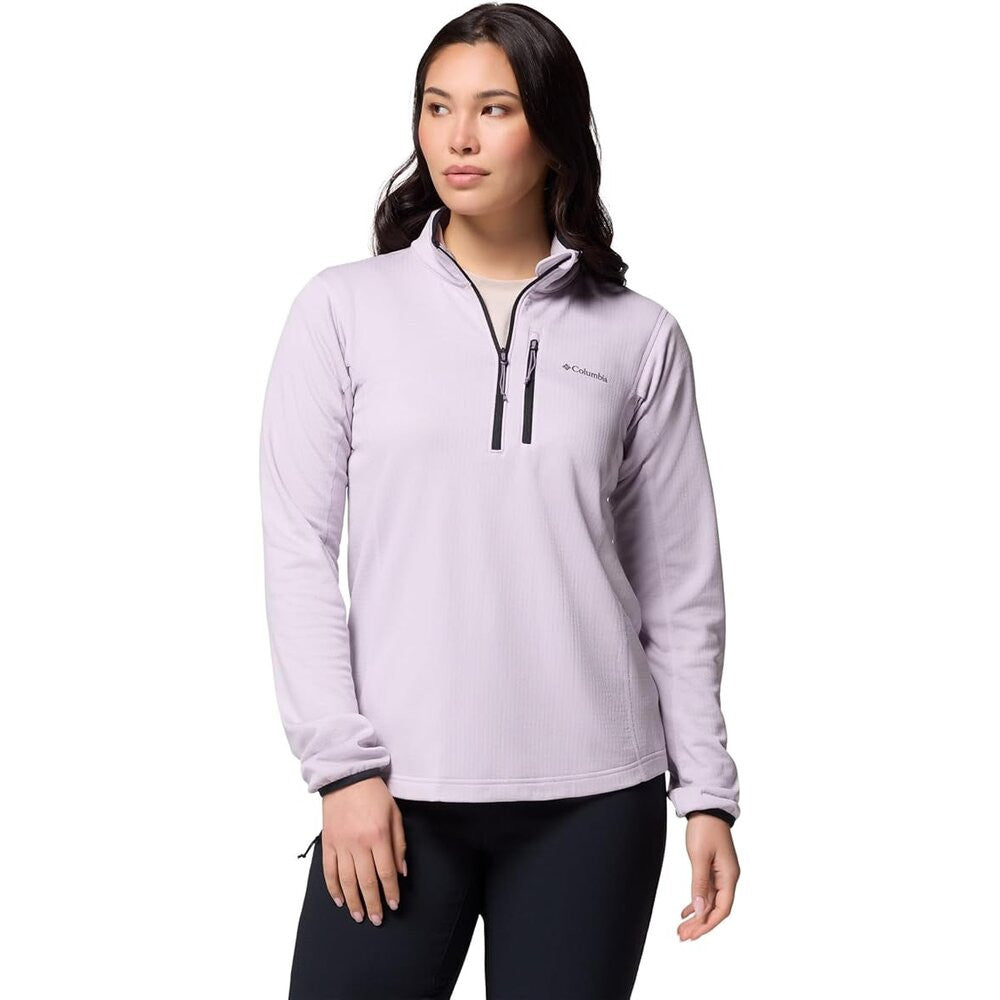 Columbia Women's Essential Hike Grid Fleece Half Zip Jacket - Lavender Pearl/Black
