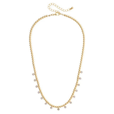 Canvas Maya Rhinestone Ball Bead Necklace - Shiny Gold