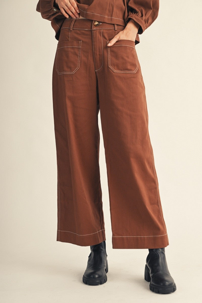 Jodifl Women's Mocha Wide Straight Leg Pants