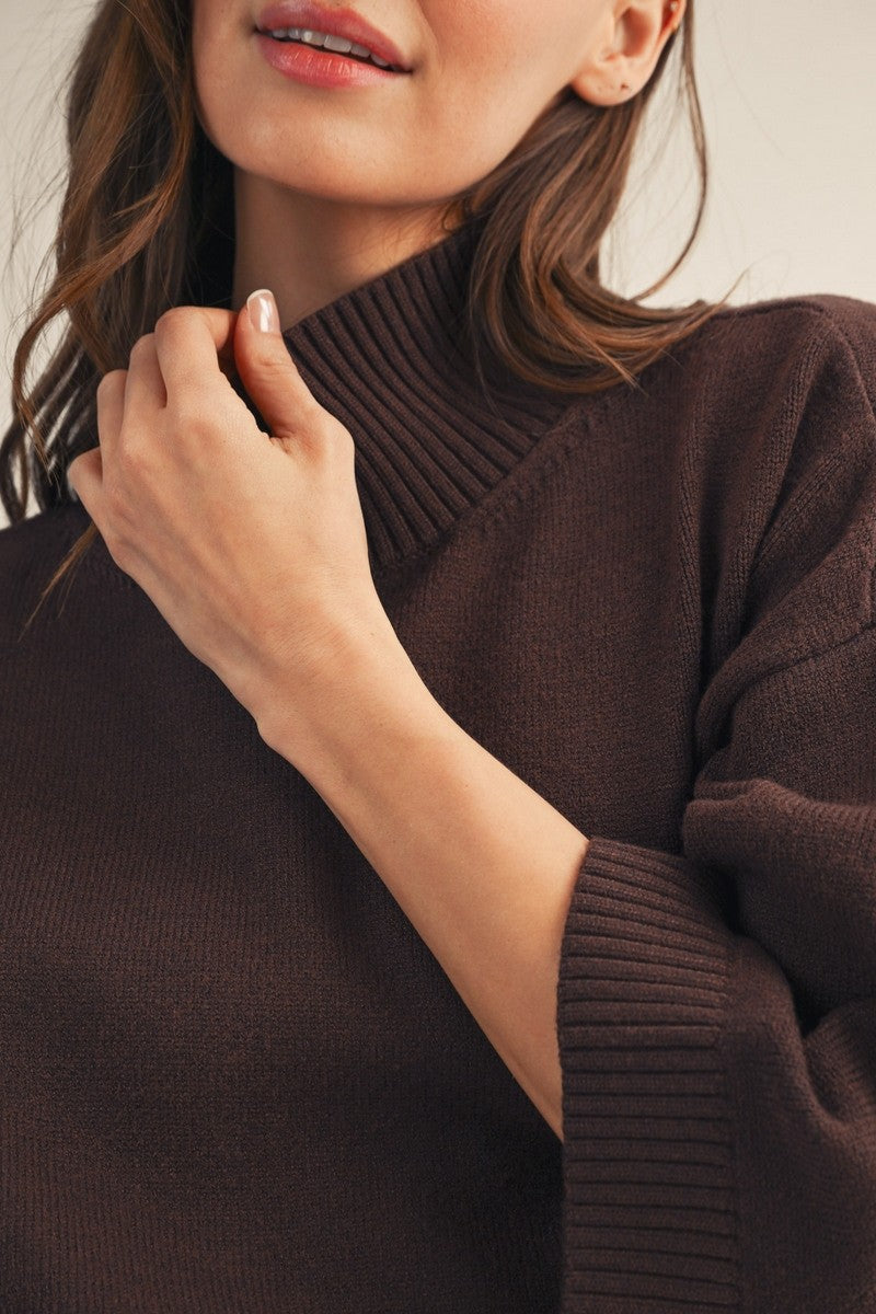 Jodifl Women's Comfy Turtle Neck Sweater - Brown