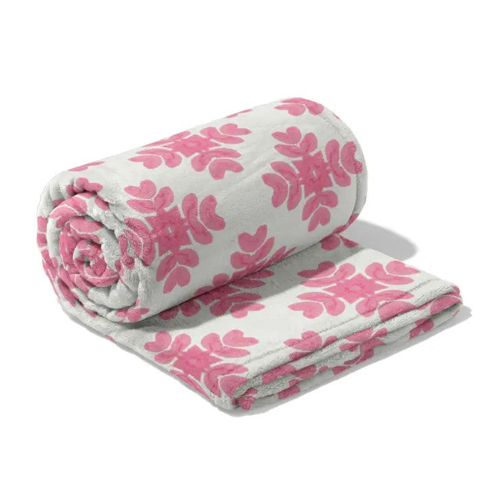 Laura Park Brushstrokes Pink Fleece Blanket