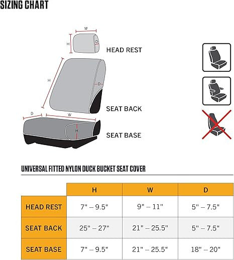 Carhartt 700D Nylon Canvas Fitted Bucket Seat Cover - Gravel