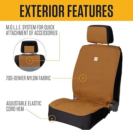 Carhartt 700D Nylon Canvas Fitted Bucket Seat Cover - Carhartt Brown