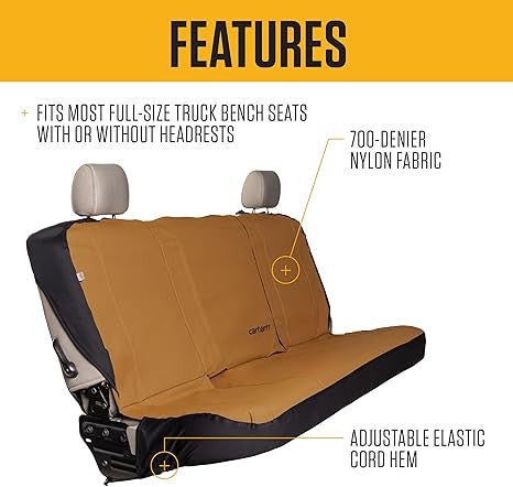 Carhartt 700D Nylon Duck Canvas Automotive Bench Seat Cover - Black