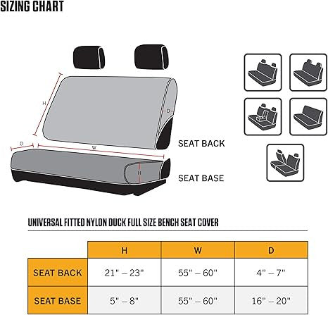 Carhartt 700D Nylon Duck Canvas Automotive Bench Seat Cover - Black